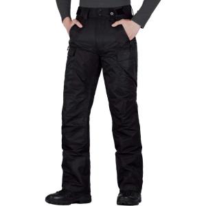 imageFREE SOLDIER Mens Waterproof Snow Insulated Pants Warm Winter Ski Snowboard Pants with Zipper PocketsBlack Medium323432L