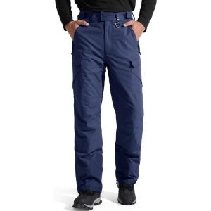imageFREE SOLDIER Mens Waterproof Snow Insulated Pants Winter Skiing Snowboarding Pants with Zipper PocketsNavy Blue