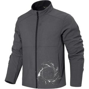 imageFREE SOLDIER Mens Waterproof Softshell Jacket Lightweight Fleece Lined Jacket Outdoor Hiking WindbreakerGrey