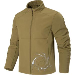 imageFREE SOLDIER Mens Waterproof Softshell Jacket Lightweight Fleece Lined Jacket Outdoor Hiking WindbreakerOlive Green