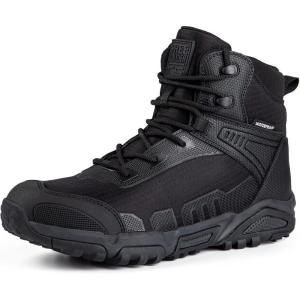 imageFREE SOLDIER Mens Waterproof Tactical Work Boots Lightweight Comfortable Combat Hiking BootsBLACK 10