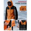 imageFREE SOLDIER Mens Waterproof Ski Jacket Fleece Lined Warm Winter Snow Coat with Hood Fully Taped SeamsOrange