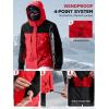 imageFREE SOLDIER Mens Waterproof Ski Jacket Fleece Lined Warm Winter Snow Coat with Hood Fully Taped SeamsUrban Red