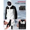 imageFREE SOLDIER Mens Waterproof Ski Jacket Fleece Lined Warm Winter Snow Coat with Hood Fully Taped SeamsWhite Black
