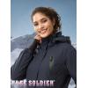 imageFREE SOLDIER Womens Waterproof Ski Snow Jacket Warm Fleece Lined Winter Rain Jacket with Hood Fully Taped SeamsMidnight Navy