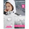 imageFREE SOLDIER Womens Waterproof Ski Snow Jacket Warm Fleece Lined Winter Rain Jacket with Hood Fully Taped SeamsWhite Black