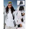 imageFREE SOLDIER Womens Waterproof Ski Snow Jacket Warm Fleece Lined Winter Rain Jacket with Hood Fully Taped SeamsWhite Black