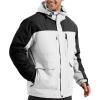 imageFREE SOLDIER Mens Waterproof Ski Jacket Fleece Lined Warm Winter Snow Coat with Hood Fully Taped SeamsWhite Black