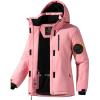 imageFREE SOLDIER Womens Waterproof Ski Snow Jacket Fleece Lined Warm Winter Rain Jacket with Hood Fully Taped SeamsPink