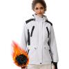 imageFREE SOLDIER Womens Waterproof Ski Snow Jacket Warm Fleece Lined Winter Rain Jacket with Hood Fully Taped SeamsWhite Black