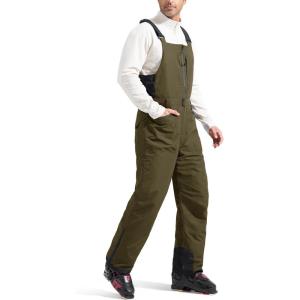 imageFREE SOLDIER Mens Insulated Waterproof Snow Bibs Ski OverallsArmy Green