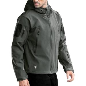 imageFREE SOLDIER Mens Outdoor Waterproof Soft Shell Hooded Military Tactical JacketLoden Green