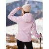 imageFREE SOLDIER Womens Waterproof Softshell Jacket with Hood Fleece Lined Warm Lightweight Windproof Rain Jacket for HikingPink
