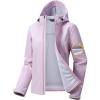 imageFREE SOLDIER Womens Waterproof Softshell Jacket with Hood Fleece Lined Warm Lightweight Windproof Rain Jacket for HikingPink