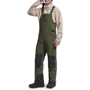 imageFREE SOLDIER Mens Ski Bibs Snow Insulated Waterproof Winter Overalls Ripstop Snowboarding PantsArmy Green