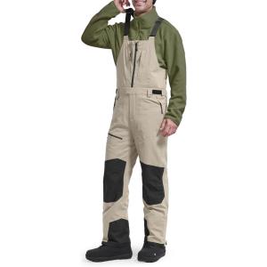 imageFREE SOLDIER Mens Ski Bibs Snow Insulated Waterproof Winter Overalls Ripstop Snowboarding PantsKhaki