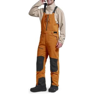 imageFREE SOLDIER Mens Ski Bibs Snow Insulated Waterproof Winter Overalls Ripstop Snowboarding PantsOrange