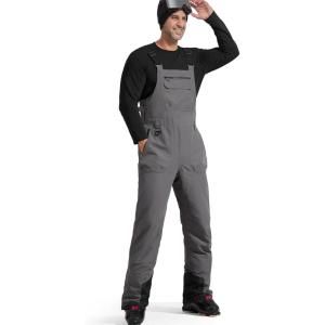 imageFREE SOLDIER Mens Snow Bibs Ski Pants Softshell Waterproof Insulated Warm Snow Pants Windproof Ski Bib OverallsGray