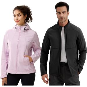 imageFREE SOLDIER Waterproof Softshell Jacket Lightweight Fleece Lined Windproof Warm Jacket Outdoor Hiking Windbreaker Set