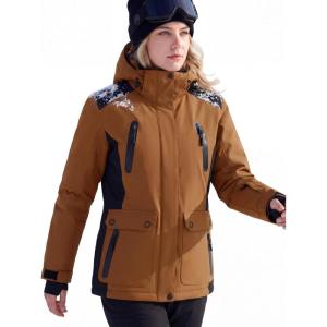 imageFREE SOLDIER Womens Waterproof Ski Jacket Fleece Lined Winter Coat Windproof Hooded Jacket Fully Taped SeamsBrown
