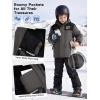 imageFREE SOLDIER Boys Waterproof Warm Ski Jacket Windproof Fleece Thick Kids Winter Coat with Hood for Snowboarding OutdoorGrey