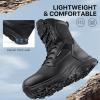 imageFREE SOLDIER Mens Tactical Boots 8 Inches Military Lightweight Durable Hiking Motorcycle Combat Waterproof BootsDark Black