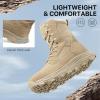 imageFREE SOLDIER Mens Tactical Boots 8 Inches Military Lightweight Durable Hiking Motorcycle Combat Waterproof BootsDark Tan