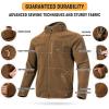 imageFREE SOLDIER Mens Tactical Long Sleeve Fleece Coat Weatherproof Full Zip Up Lightweight Fleece Jacket SweatshirtCoyote Brown Hoodie