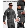 imageFREE SOLDIER Mens Waterproof Softshell Jacket Fleece Lined Outdoor Jacket Tactical Military Hoodie WindbreakerBlack Grey