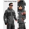 imageFREE SOLDIER Mens Waterproof Softshell Jacket Fleece Lined Outdoor Jacket Tactical Military Hoodie WindbreakerClassic Black Grey