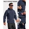 imageFREE SOLDIER Mens Waterproof Softshell Jacket Fleece Lined Outdoor Jacket Tactical Military Hoodie WindbreakerNavy