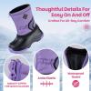 imageFREE SOLDIER Snow Boots for Kids Waterproof with Zipper Winter Warm Non Slip Cold Weather Outdoor Boys Girls Snow BootsPurple