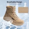 imageFREE SOLDIER Womens Tactical Hiking 6 Inches Lightweight Combat Boot Durable Comfortable Work Boots for WomenTan