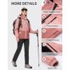 imageFREE SOLDIER Womens Waterproof Ski Jacket Fleece Lined Warm Winter Snow Coat Windproof Hooded RaincoatRose Pink