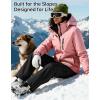 imageFREE SOLDIER Womens Waterproof Ski Jacket Fleece Lined Warm Winter Snow Coat Windproof Hooded RaincoatRose Pink