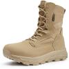imageFREE SOLDIER Mens Tactical Boots 8 Inches Military Lightweight Durable Hiking Motorcycle Combat Waterproof BootsBright Tan