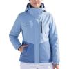imageFREE SOLDIER Womens Waterproof Ski Jacket Fleece Lined Warm Winter Snow Coat Windproof Hooded Raincoat Blue3XL