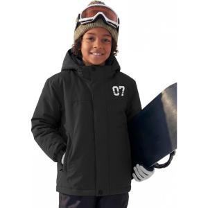imageFREE SOLDIER Boys Waterproof Warm Ski Jacket Windproof Fleece Thick Kids Winter Coat with Hood for Snowboarding OutdoorDeep Black