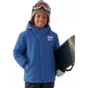 imageFREE SOLDIER Boys Waterproof Warm Ski Jacket Windproof Fleece Thick Kids Winter Coat with Hood for Snowboarding OutdoorIndigo