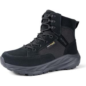 imageFREE SOLDIER Hiking Work Boots Womens Tactical Boots 6 Inches Lightweight Waterproof Military Boots Outdoors Desert BootsDark Black