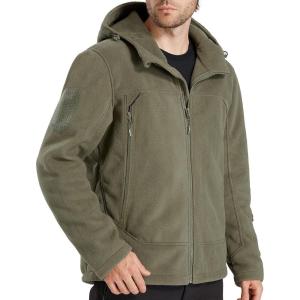 imageFREE SOLDIER Mens Fleece Jackets Full Zip Casual Outdoor Military Tactical Hoodie Jacket Windproof Warm Winter CoatsArmy Green