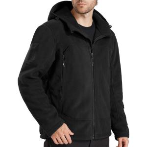 imageFREE SOLDIER Mens Fleece Jackets Full Zip Casual Outdoor Military Tactical Hoodie Jacket Windproof Warm Winter CoatsBlack