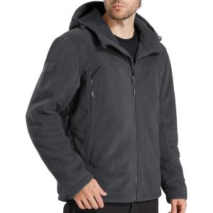 imageFREE SOLDIER Mens Fleece Jackets Full Zip Casual Outdoor Military Tactical Hoodie Jacket Windproof Warm Winter CoatsGrey