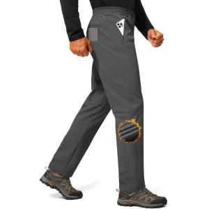 imageFREE SOLDIER Mens Fleece Lined Winter Pants Waterproof Warm Sweatpants Athletic Thermal PantsGray