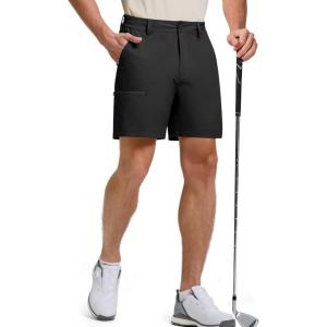 imageFREE SOLDIER Mens Golf Shorts 7 Inch Quick Dry Lightweight Hiking Casual Work Dress Shorts with 5 Pockets Black 30W7L