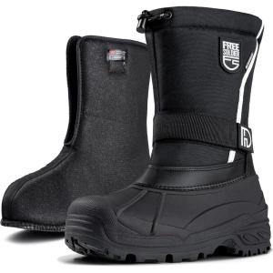 imageFREE SOLDIER Mens Snow Boots Insulated Waterproof Hiking Winter Shoes Nonslip Outdoor Ankle Cold Weather Boots with Warm InnerBlack