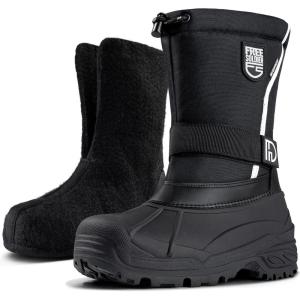 imageFREE SOLDIER Mens Snow Boots Insulated Waterproof Hiking Winter Shoes Nonslip Outdoor Ankle Cold Weather Boots with Warm InnerDeep Black
