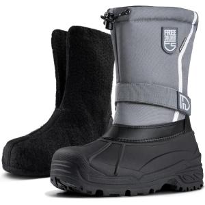 imageFREE SOLDIER Mens Snow Boots Insulated Waterproof Hiking Winter Shoes Nonslip Outdoor Ankle Cold Weather Boots with Warm InnerDeep Grey