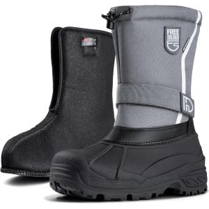 imageFREE SOLDIER Mens Snow Boots Insulated Waterproof Hiking Winter Shoes Nonslip Outdoor Ankle Cold Weather Boots with Warm InnerGrey
