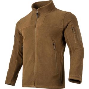 imageFREE SOLDIER Mens Tactical Long Sleeve Fleece Coat Weatherproof Full Zip Up Lightweight Fleece Jacket SweatshirtCoyote Brown